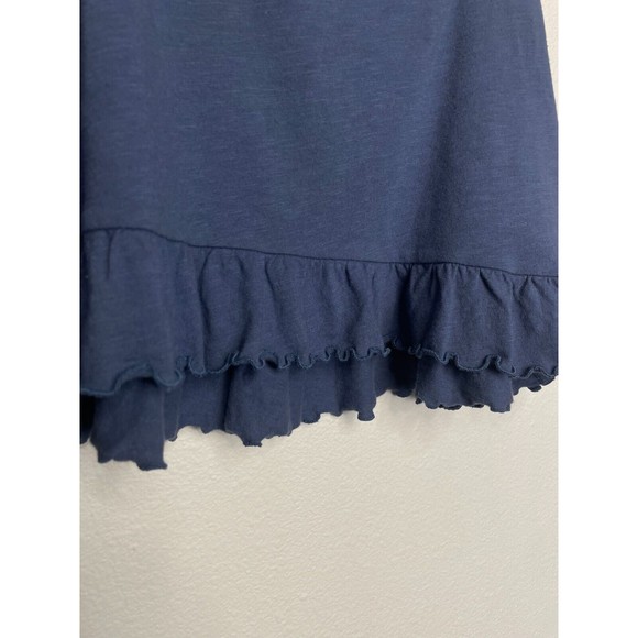American Eagle Medium Slub Cropped Relaxed Cami Top Blue Ruffle Peplum Strappy - Picture 6 of 13